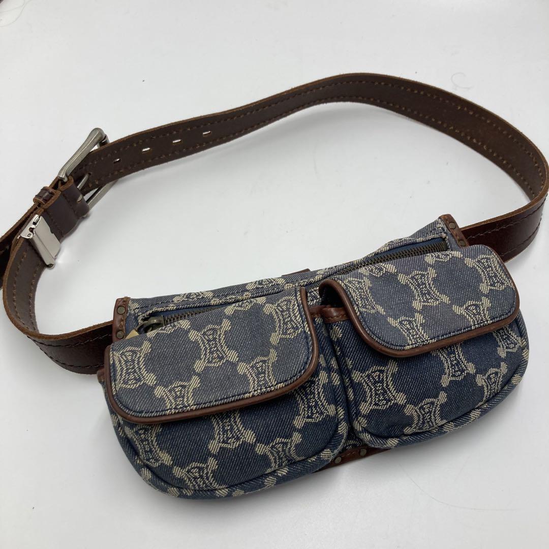 極美品✨️CELINE パリマカダム ウエストポーチ デニム レザー
