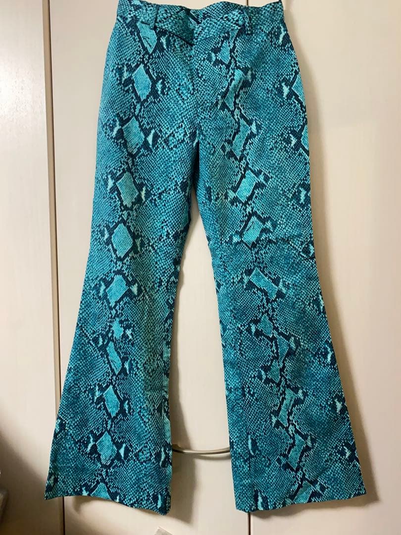 夏に最適 ☆美品 ☆ヴィンテージ GUCCI ターコイズ パイソン柄パンツ