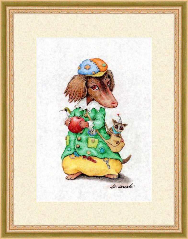 【原画】『ジュネリコ』（絵画　パステル画　犬　ミニチュアダックス　犬イラスト）