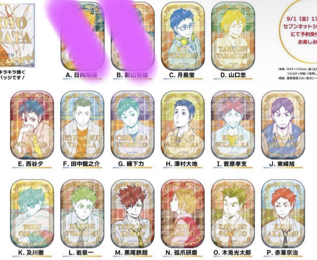 ハイキュー！！ 限定 スクエア缶バッジ【BOX】 オフショット×カラー 第一弾