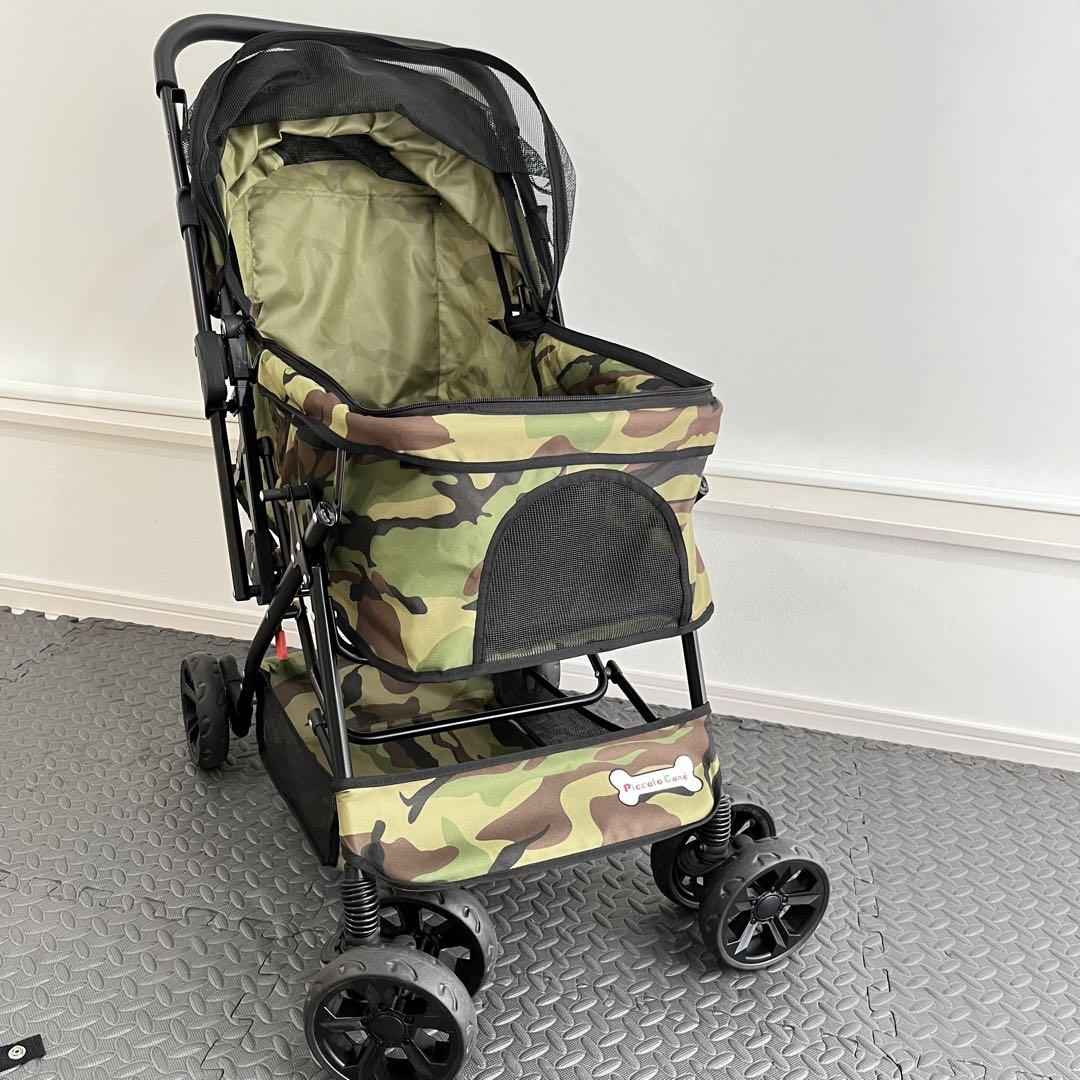 【美品】限定 ピッコロカーネ　プリモ　迷彩　ペットカート　中型犬　多頭飼　ロゴ有