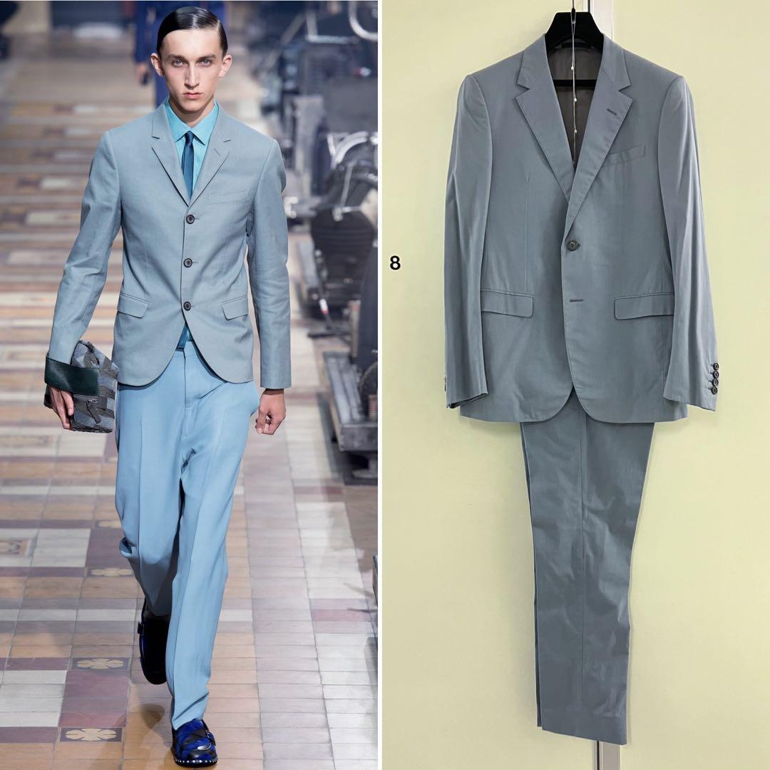 【LANVIN】smoky-blue SILK混 セットアップ スーツ