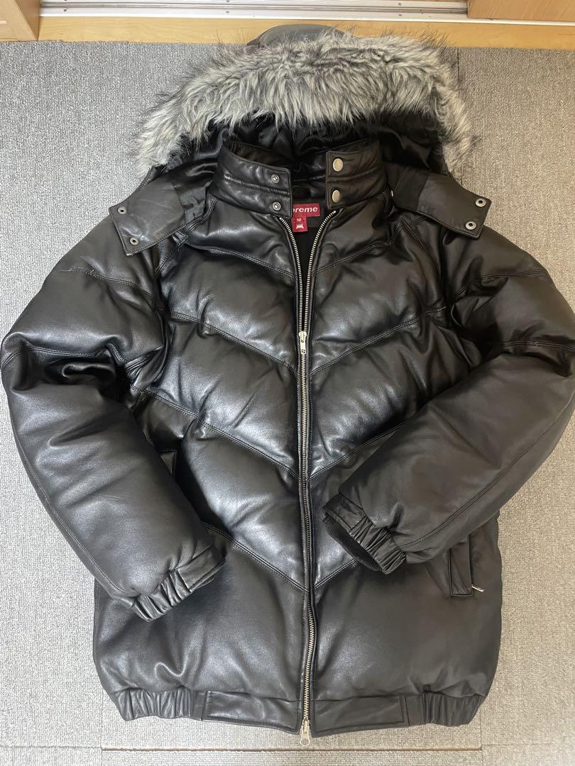 supreme レザーダウンジャケット