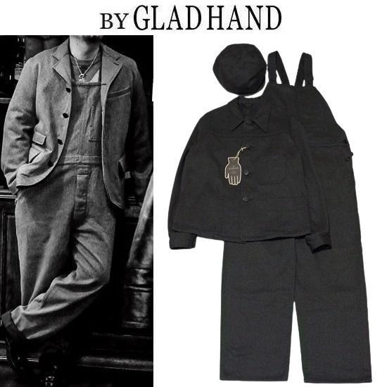 レア GLADHAND 3ピース 帽子 ジャケット オーバーオール ピケブラック