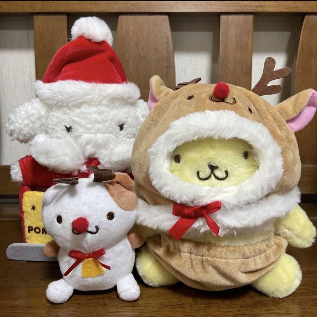サンリオ　ポムポムプリン　ぬいぐるみ　クリスマス　サンタ　マフィン　マカロン