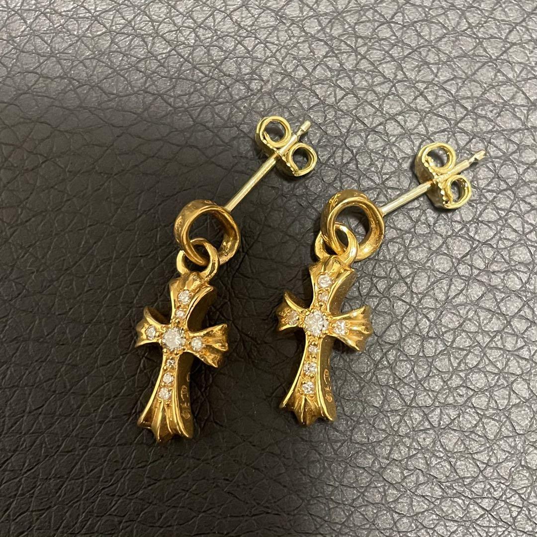 クロムハーツ　CHクロスベビーファット　パヴェダイヤ　ピアス　22K