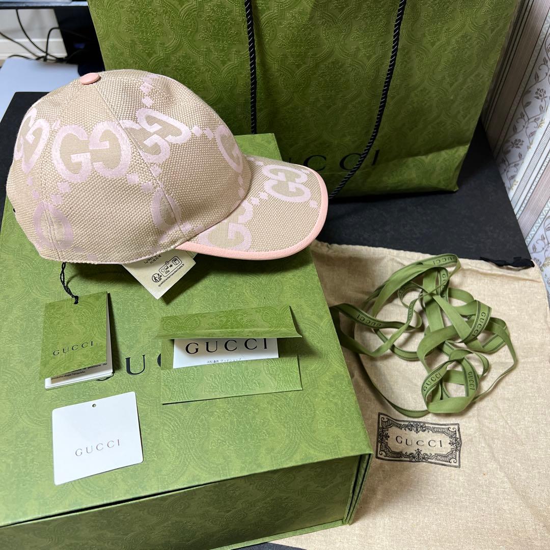 グッチ　新品　GUCCI ジャンボGG ベースボールキャップ　ベージュピンク