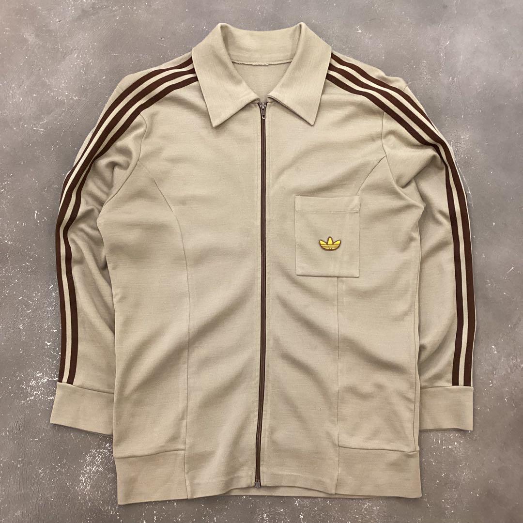 70s Adidas ニット トラッカージャケット 襟付き 西ドイツ製 OPTI