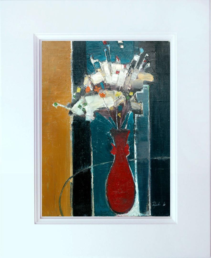 メルカリ　絵画　絵　額付き (白）油絵　F6-172023　花