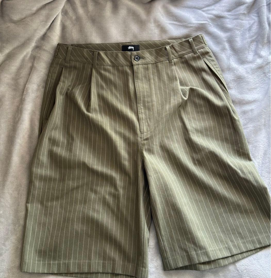 パンツ Stussy Volume Pleated Short Stripe Khaki