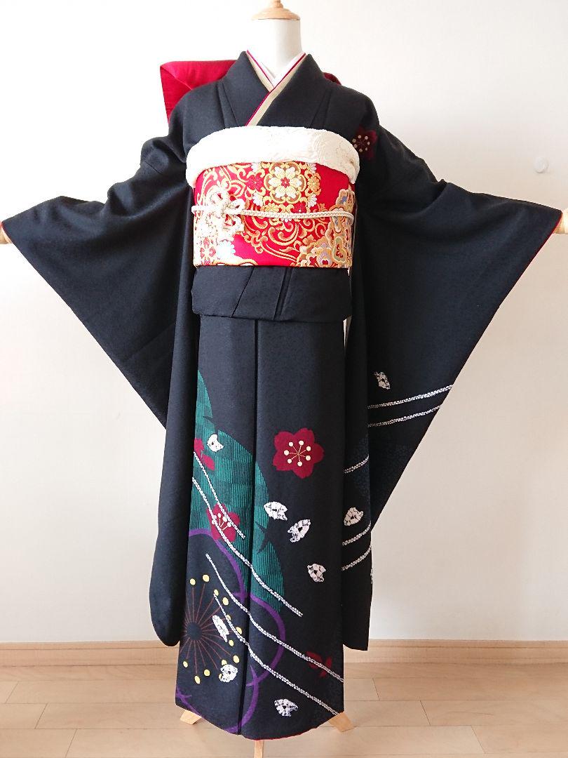 material　　　　　　　　　　　　　　　　　　正絹 振袖 セット 黒