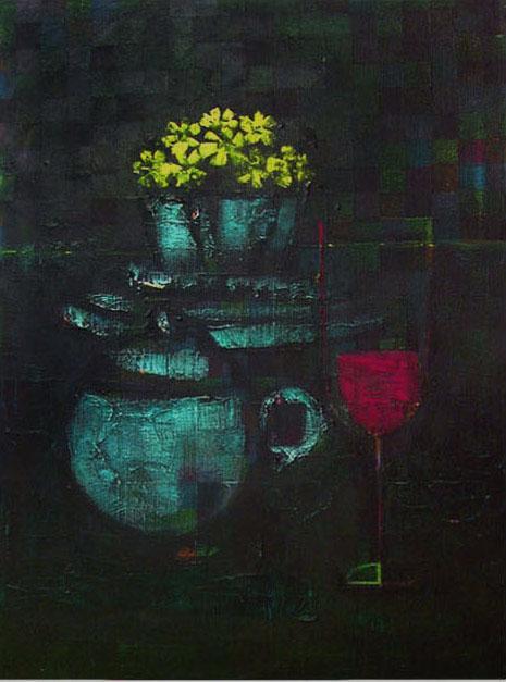 メルカ 絵画　絵   油絵　uF6-063404　静物（花グラス器）