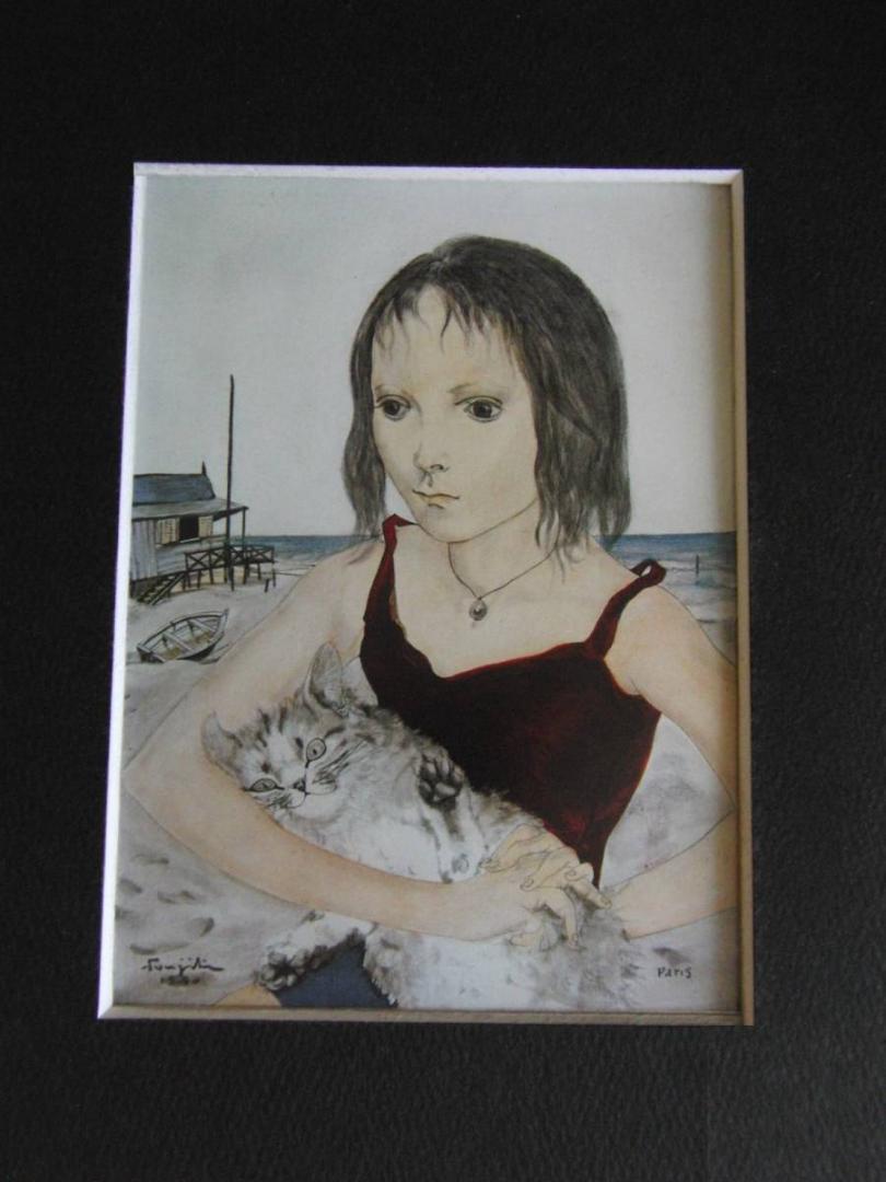 藤田嗣治、【Jeune Fille avec son chat sur la