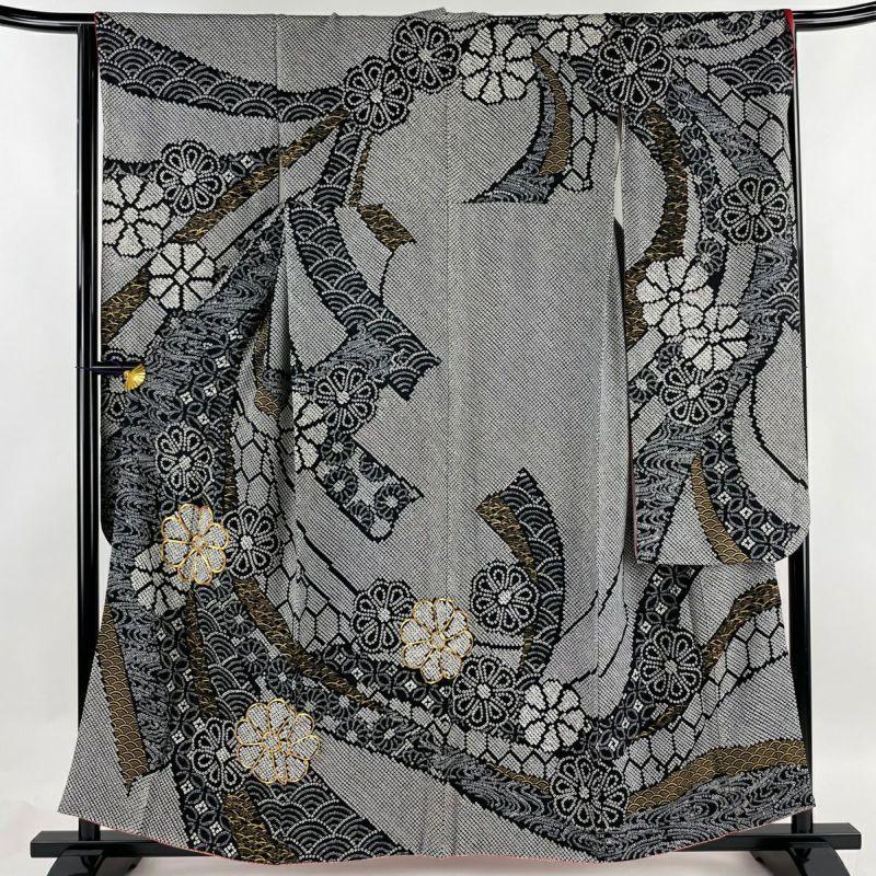 振袖 総絞り 黒 金彩金駒刺繍 熨斗柄