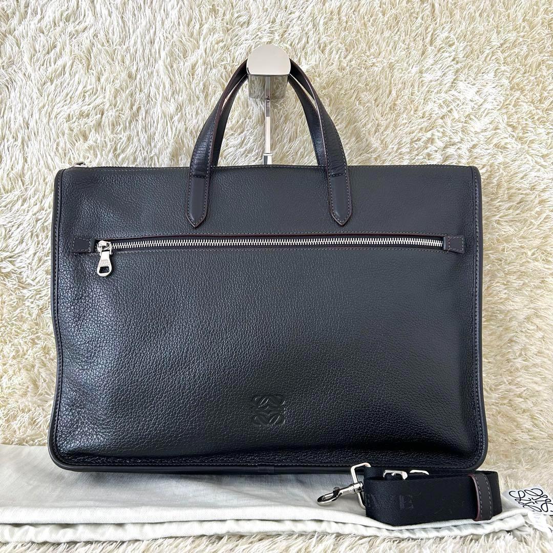 未使用級✨ ロエベ アナグラム レザー 2WAY ビジネスバッグ ブラック