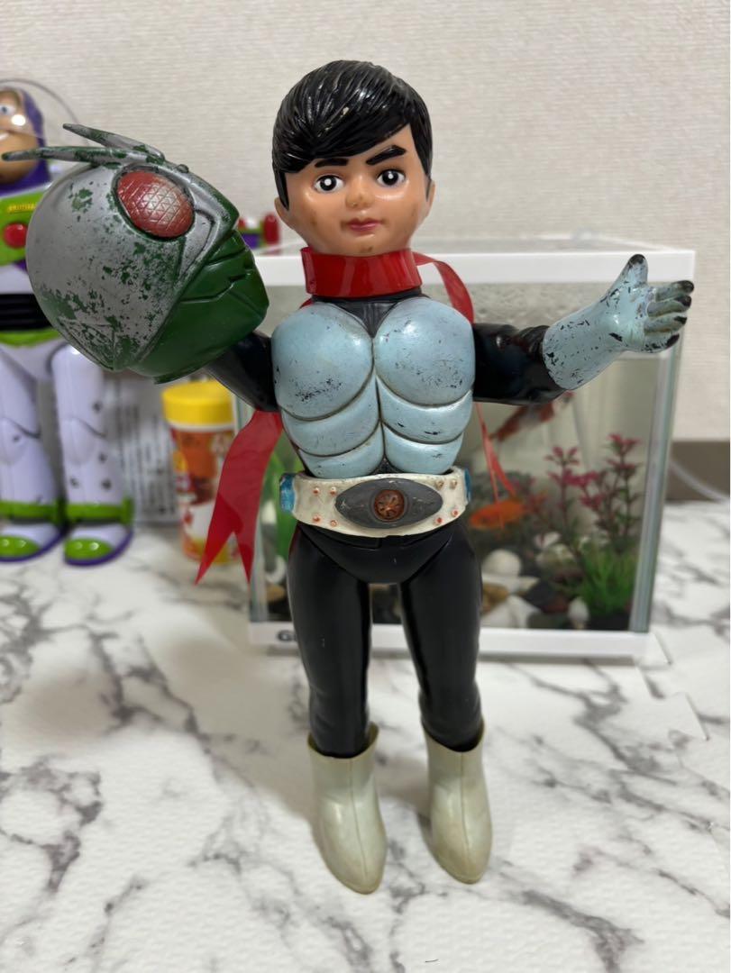 当時物　旧バンダイ　仮面ライダー1号　面取れソフビ