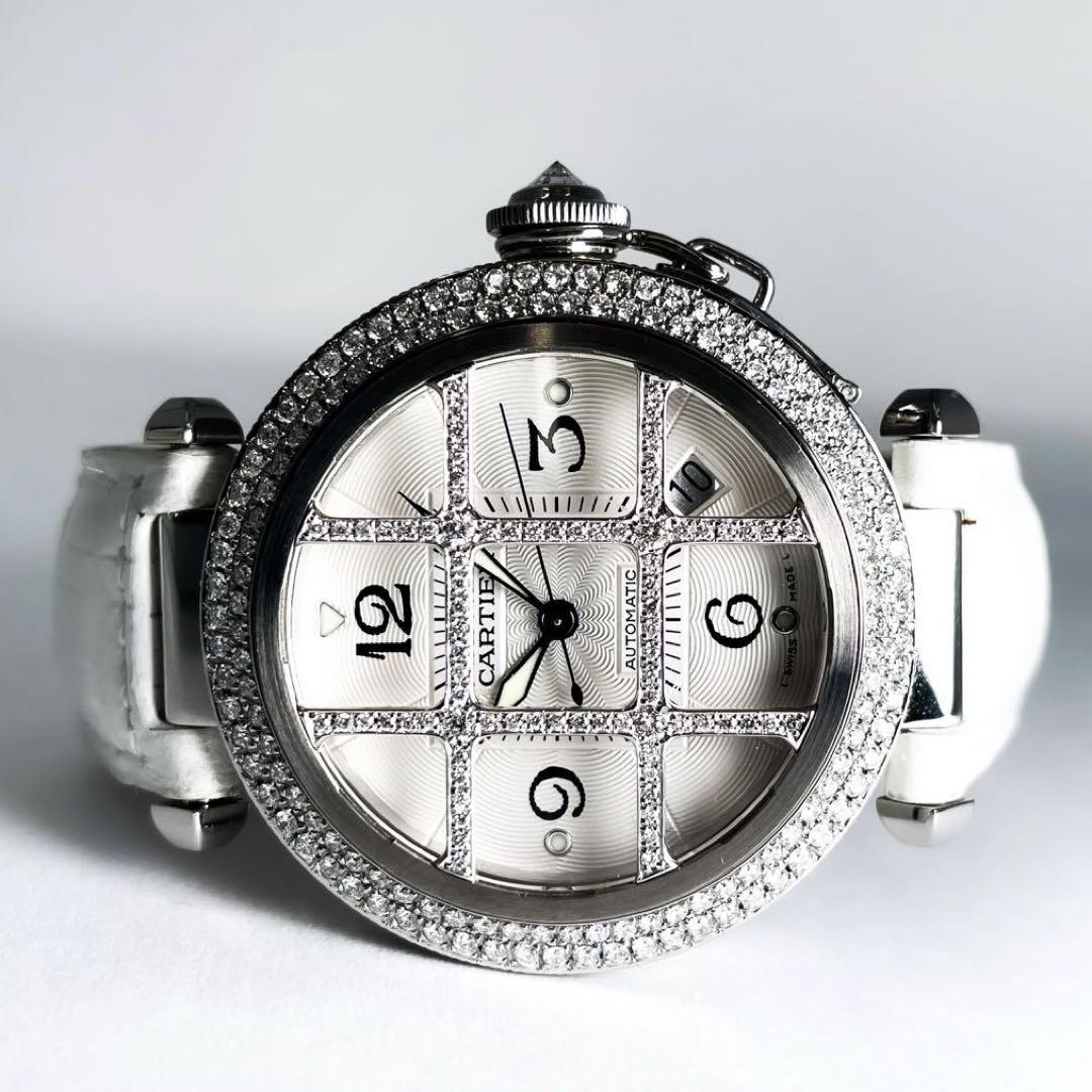 カルティエ パシャグリッド 38mm ダイヤベゼル  メンズ 時計