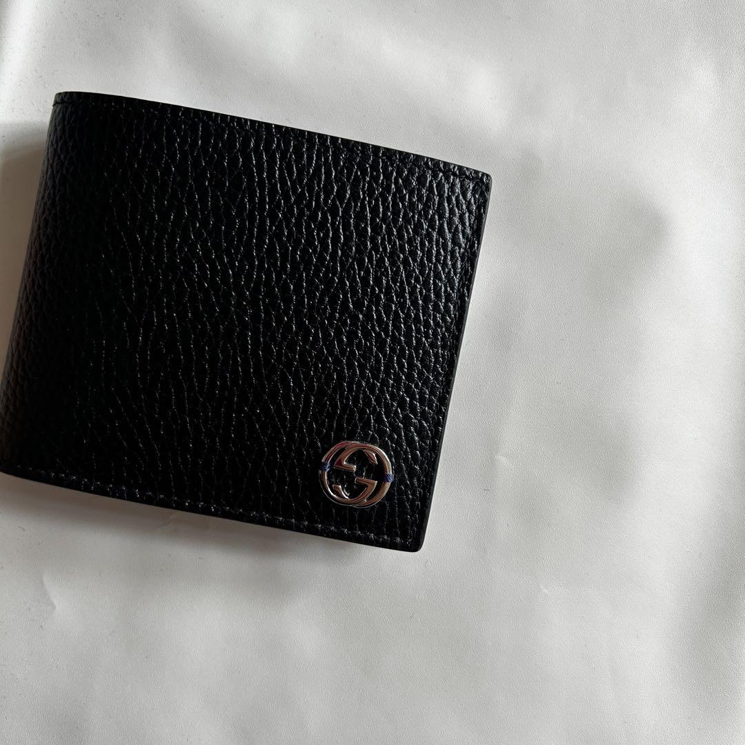 【GUCCI】バイカラー二つ折り財布／メンズ／ブルー