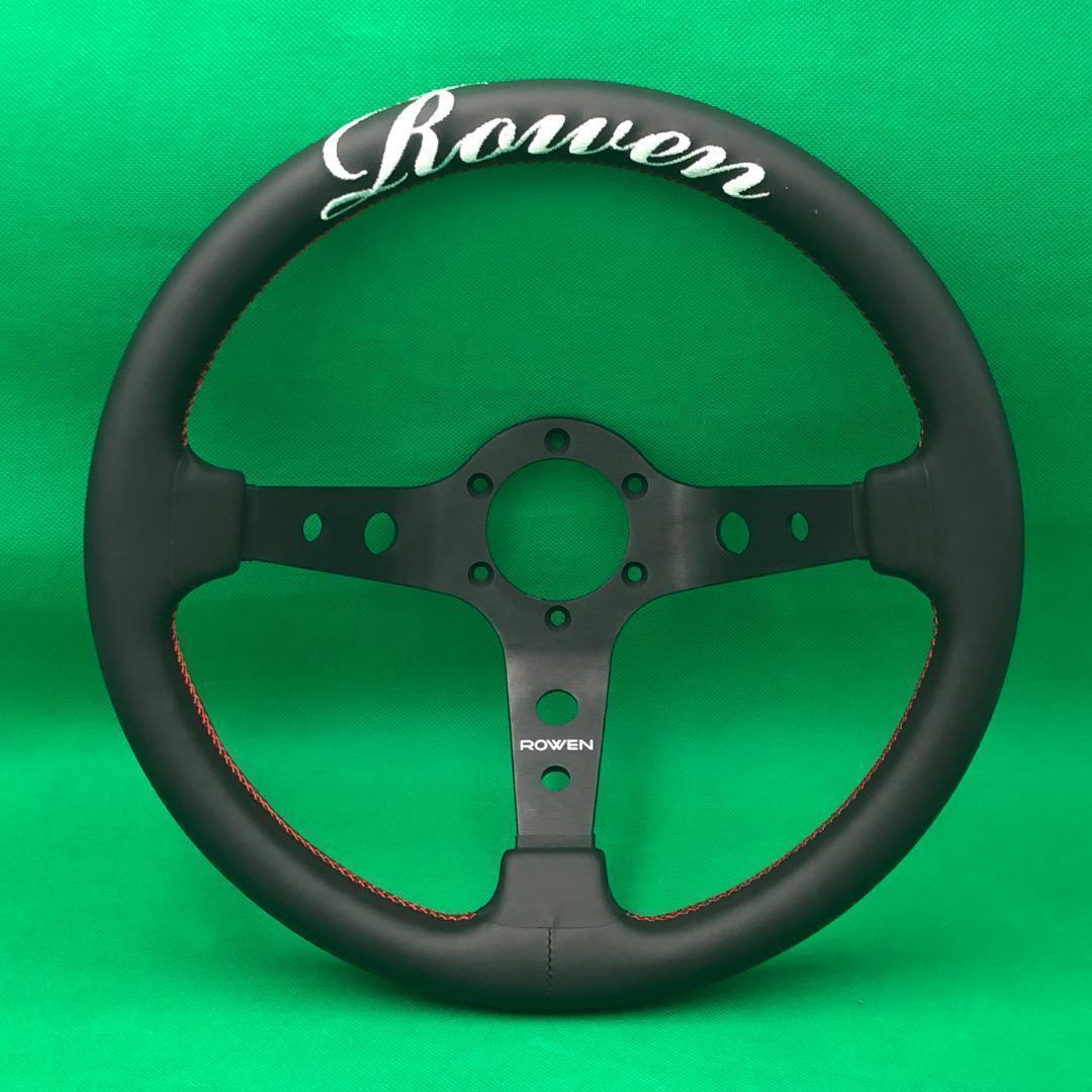 ROWEN　ステアリング　33Φ　新品　ブラックレザー　レッドステッチ　ATC