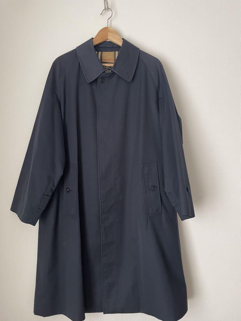 希少 70年代 Burberry  ステンカラーコート 一枚袖 ネイビー