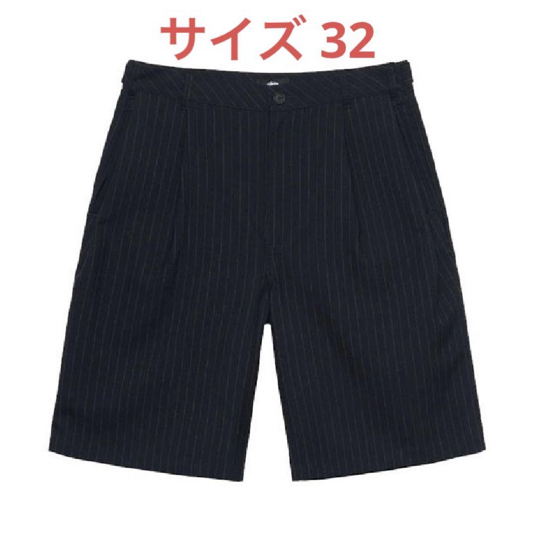 STUSSY VOLUME PLEATED SHORT STRIPE 黒 32