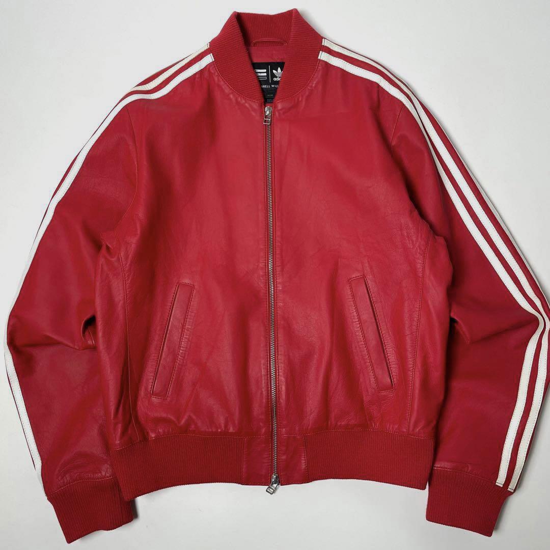 【希少】adidas x Pharrell レザージャケット M 赤 羊革