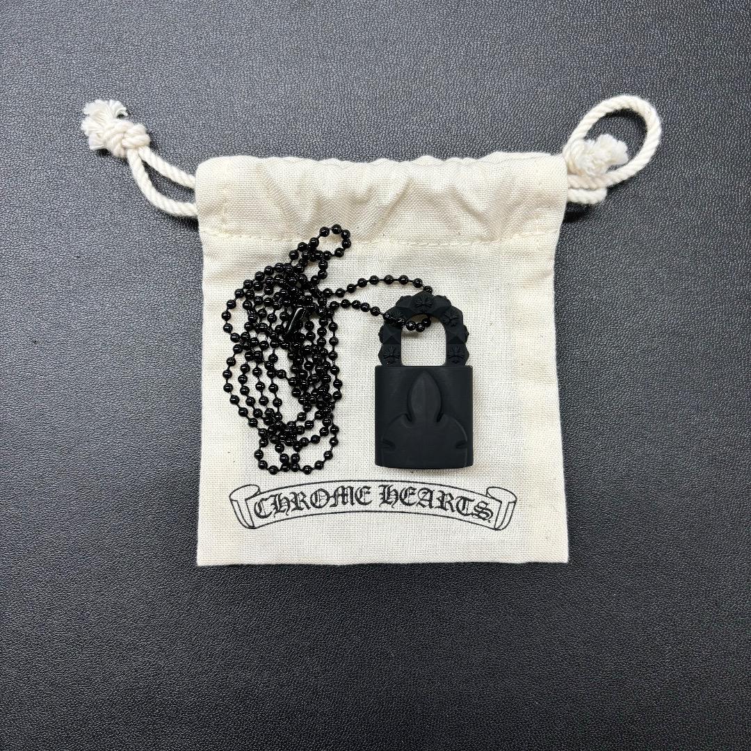 CHROME HEARTS シリコンラバーネックレス 南京錠 ブラック