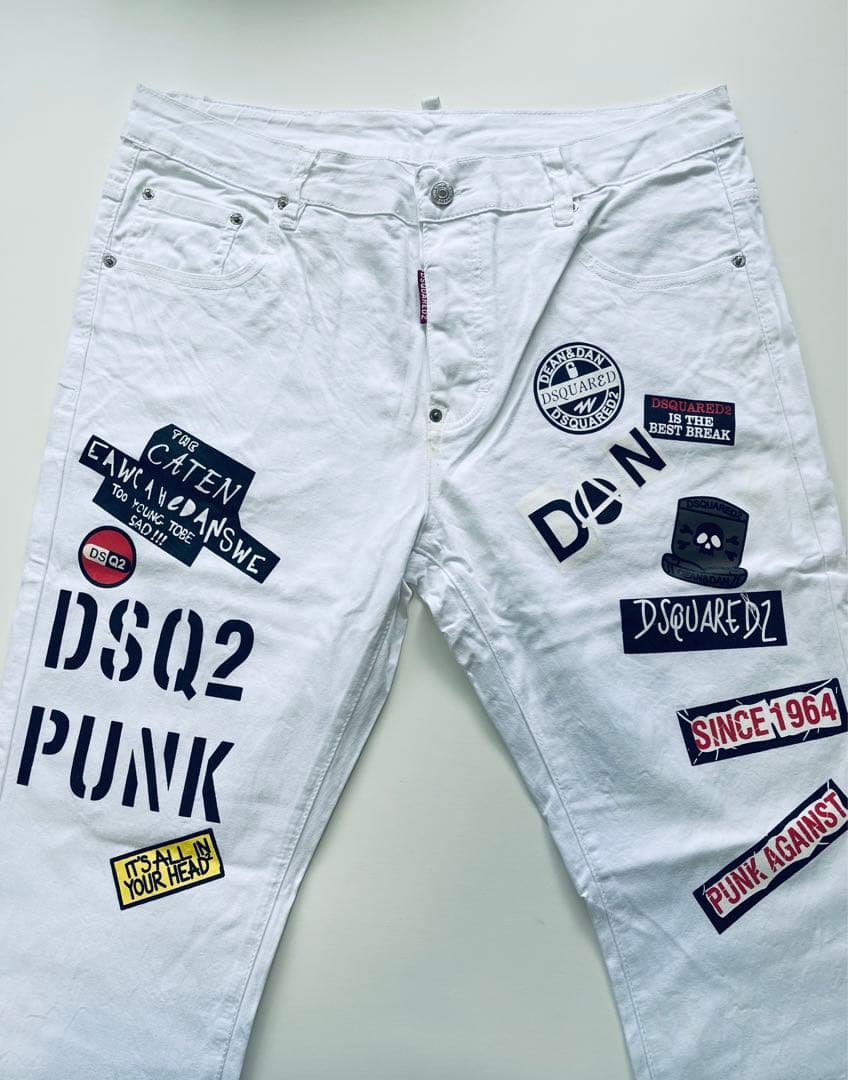 DSQUARED2白52ディースクエアード デニム ジーンズ ストレッチ36in