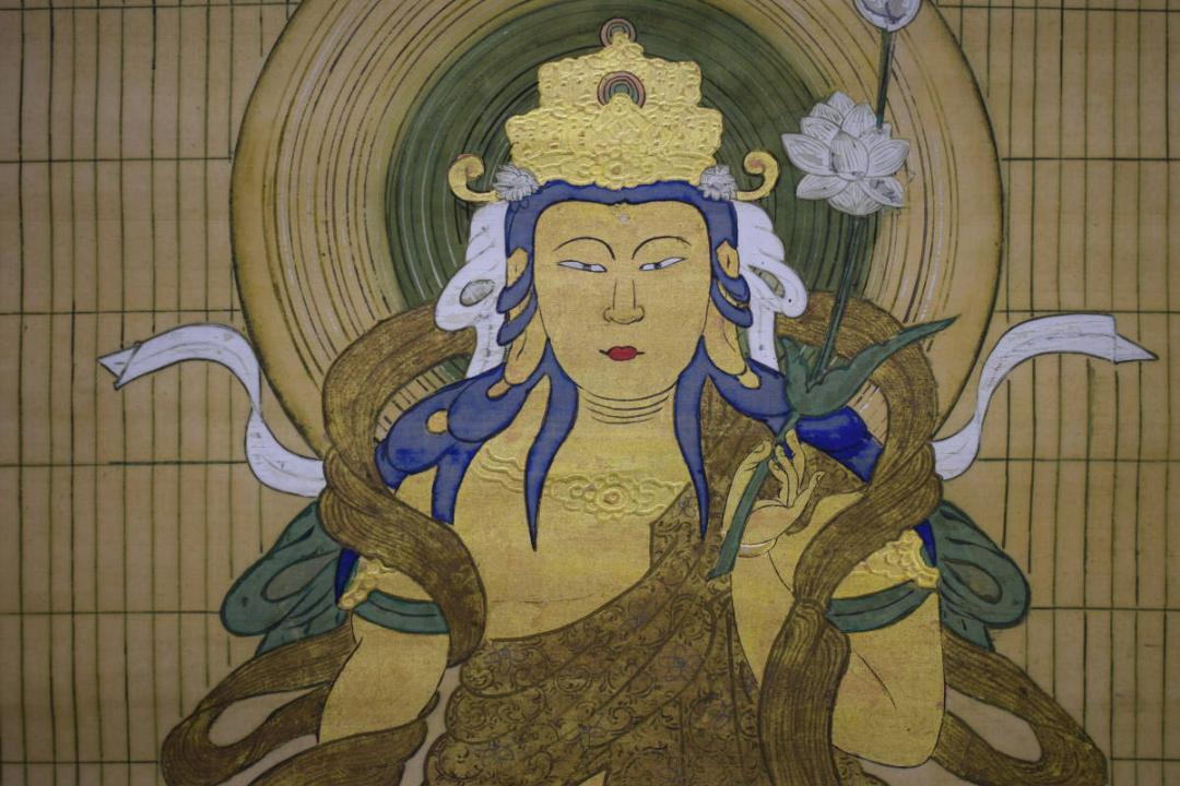 不詳/作者不明/佛画/仏画/観音図/絹表装/大幅/布袋屋掛軸HH-435