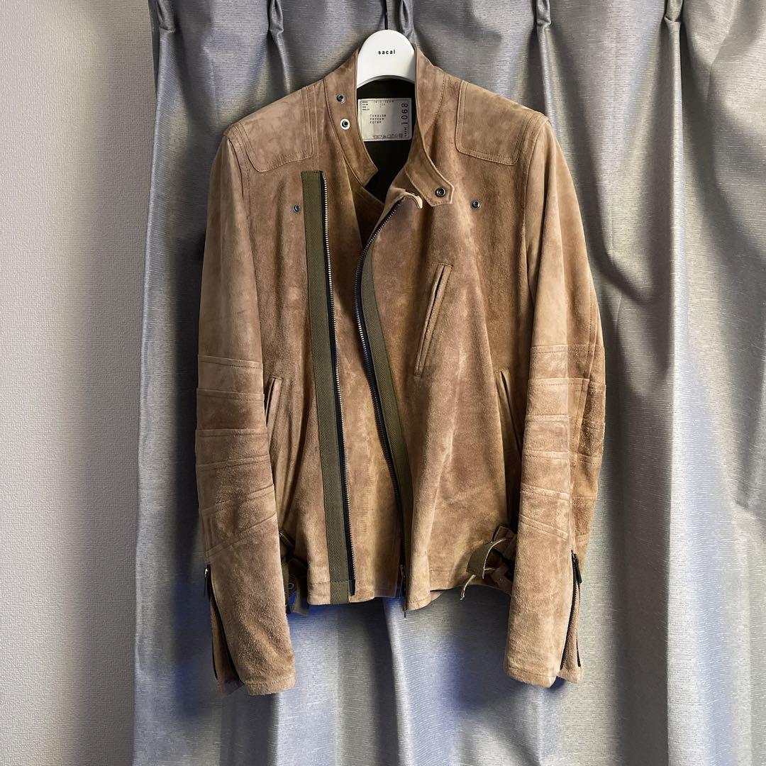 sacai カウハイド　スウェードライダースジャケット