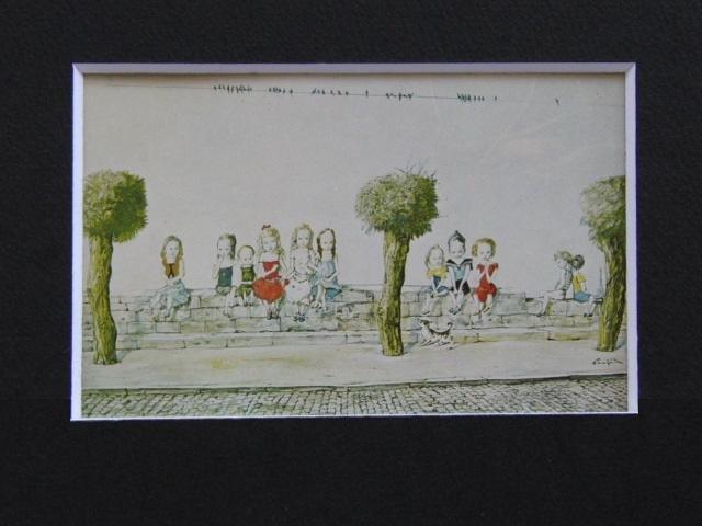 藤田嗣治、【Paysage , Meudon】、希少な額装用画集より、厳選