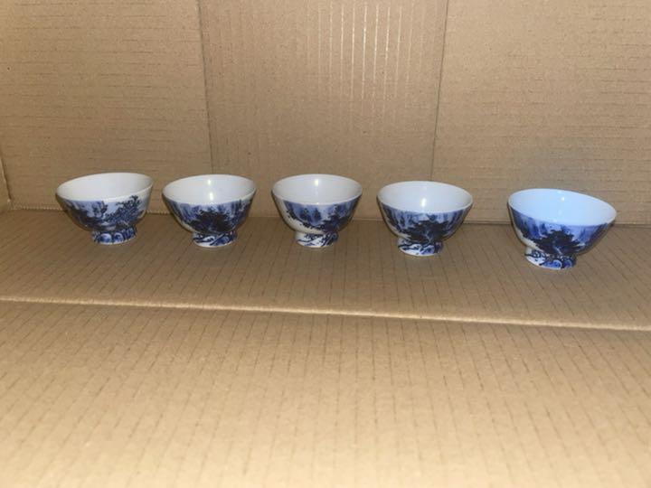 染付 茶器　小さい　盃　煎茶碗　如阿弥　？　煎茶器
