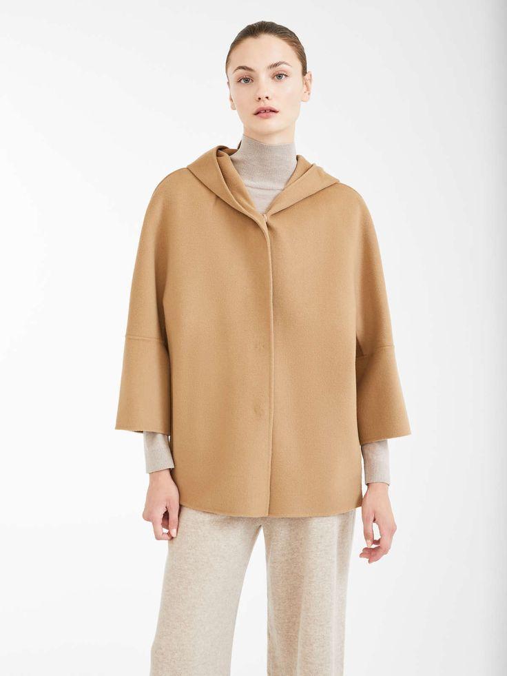 Max Mara　フーディ ピュアヴァージンウールショートコート　キャメル