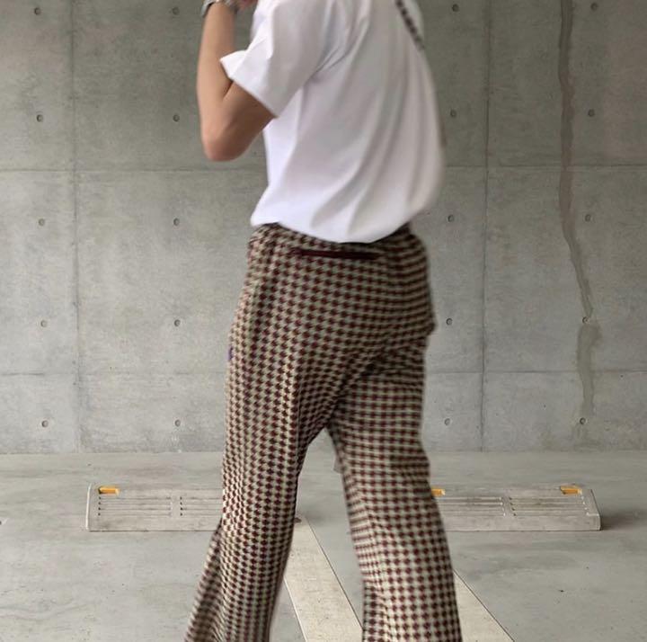 Needles トラックパンツ　総柄　ジャガード　ベージュ