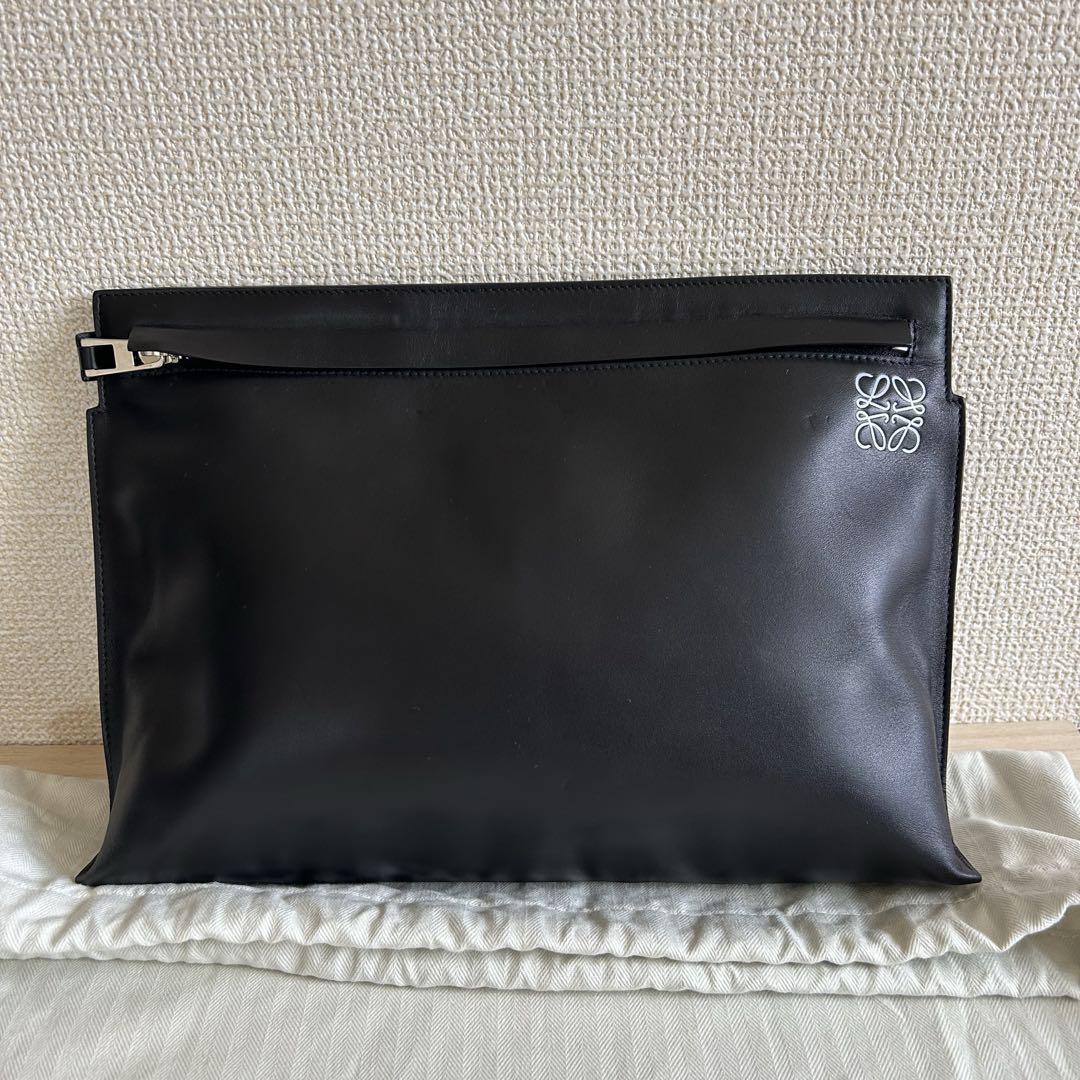 ロエベ LOEWE クラッチバッグ Tポーチ アナグラム　ブラック