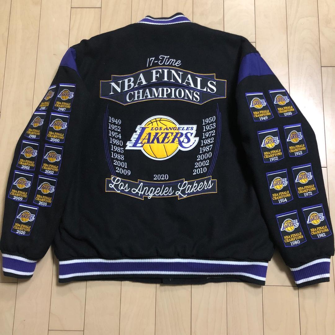 JHDesignリバーシブルLAKERSスタジャンLメンズBLACK送料込み