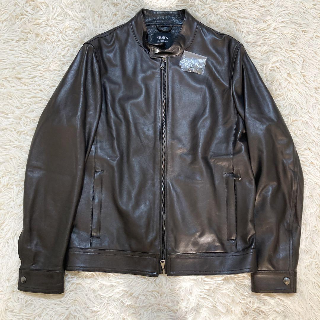 超美品 EMMETI レザーシングルライダースジャケット