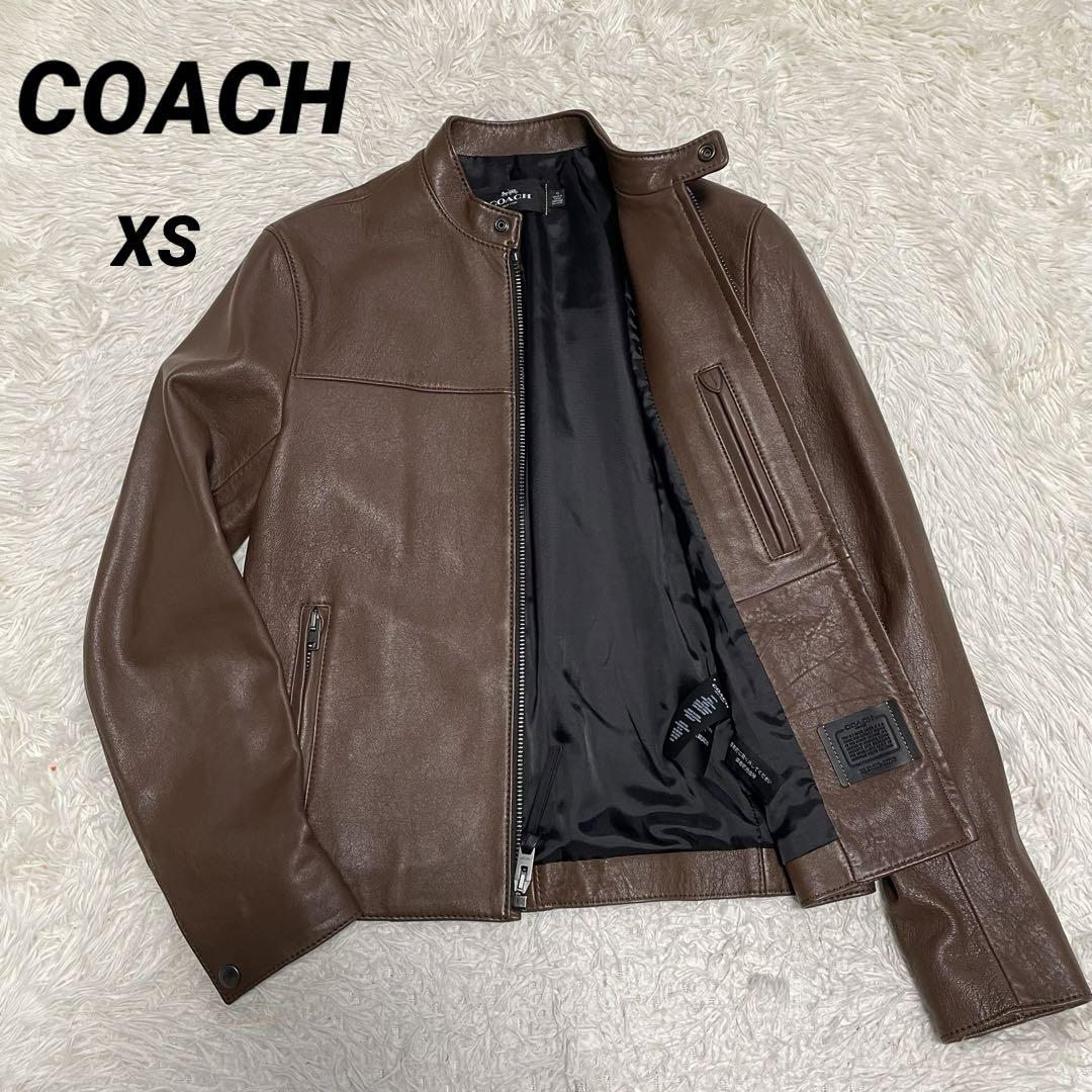極美品 コーチ 【XS】 レザー シングルライダースジャケット