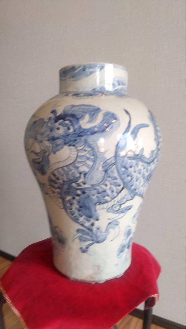 李朝染付龍文壺