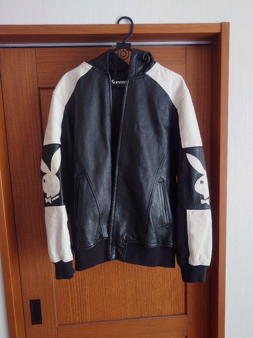 SupremePLAY BOY　レザーパーカー　コラボ　シュプリーム　sizeＬ