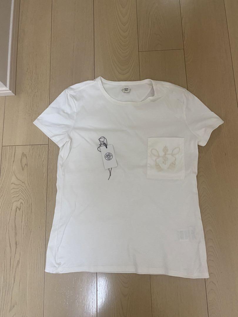 タグ付き　エルメス　刺繍ポケット　Tシャツ