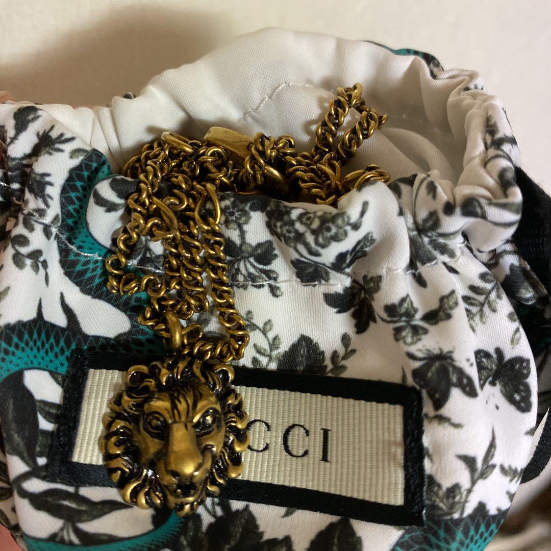 グッチ GUCCI ネックレス エイジド ゴールド ライオン