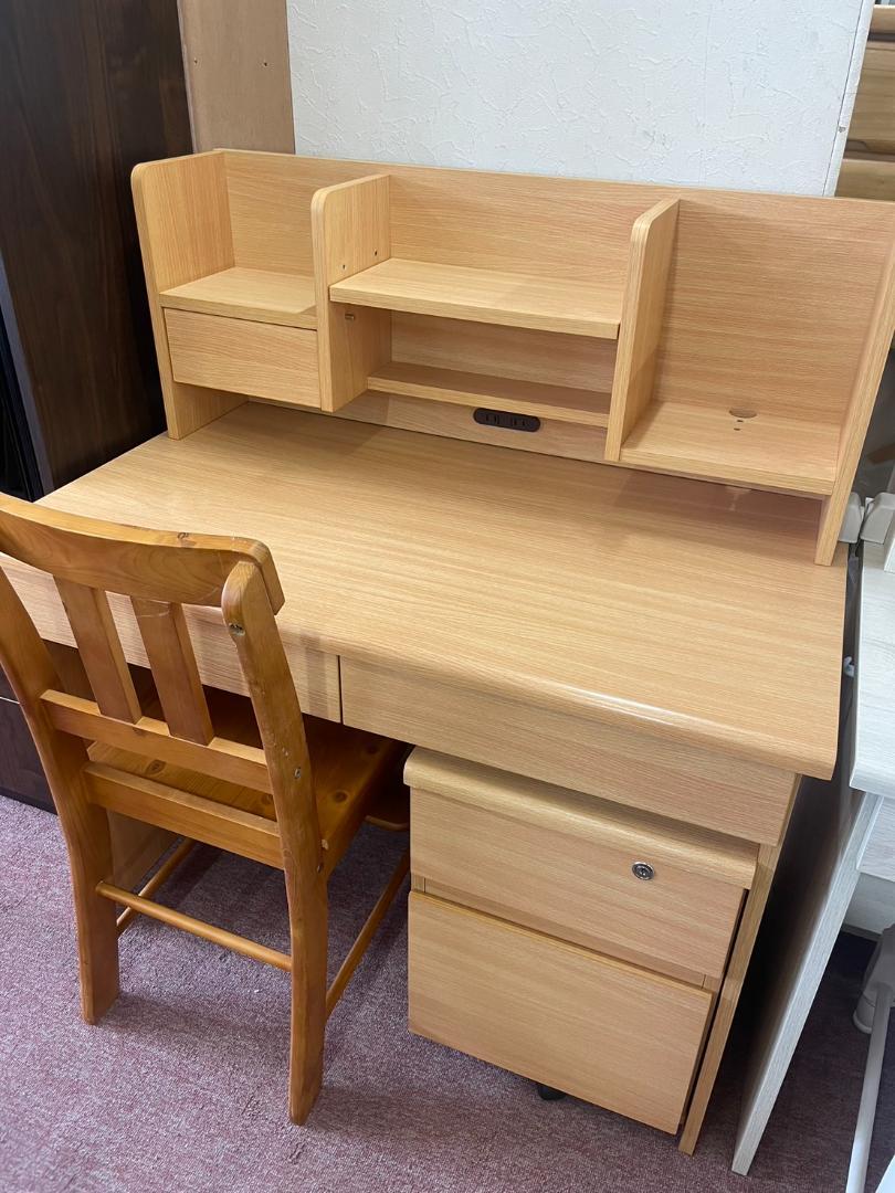 【新品】学習机　3点セット　学習デスク　デスクセット　勉強机　ナチュラル　北欧
