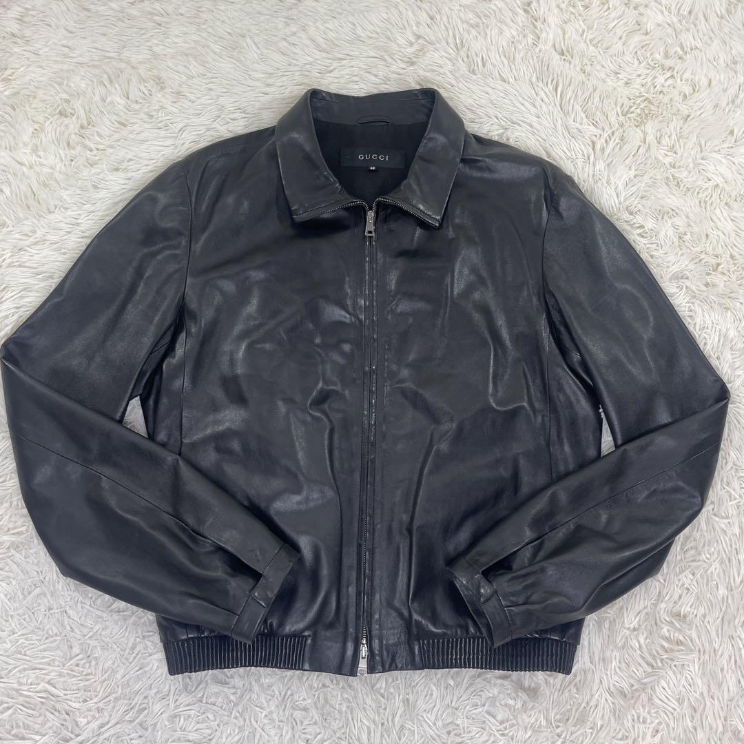 美品‼️ GUCCI レザージャケット　トムフォード　ライダース　ブラック　L