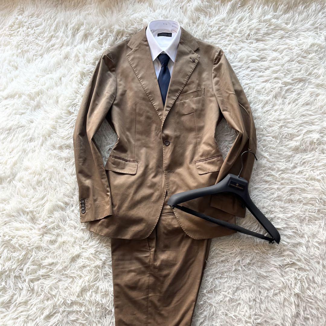 <美品>TAGLIATORE ×ブリッラ キャメル コットン スーツ サイズ48