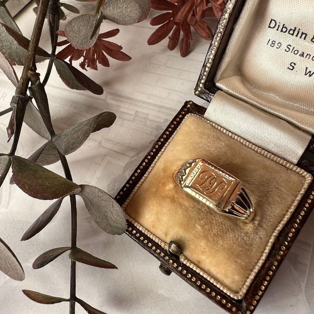 イギリス 英国 バーミンガム ヴィンテージ シグネットリング 9ct