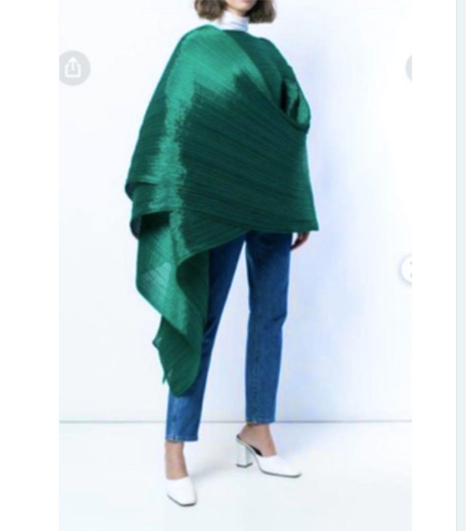 PLEATS PLEASE大判ストール　グリーン　レア！ほぼ未使用