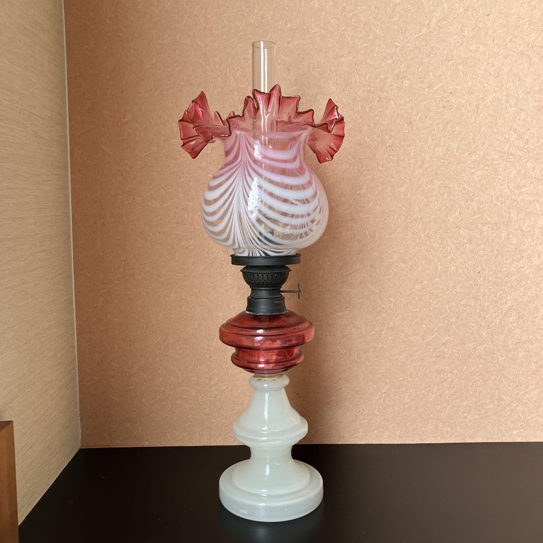 Hiro1231  被せガラス 台ランプ　明治