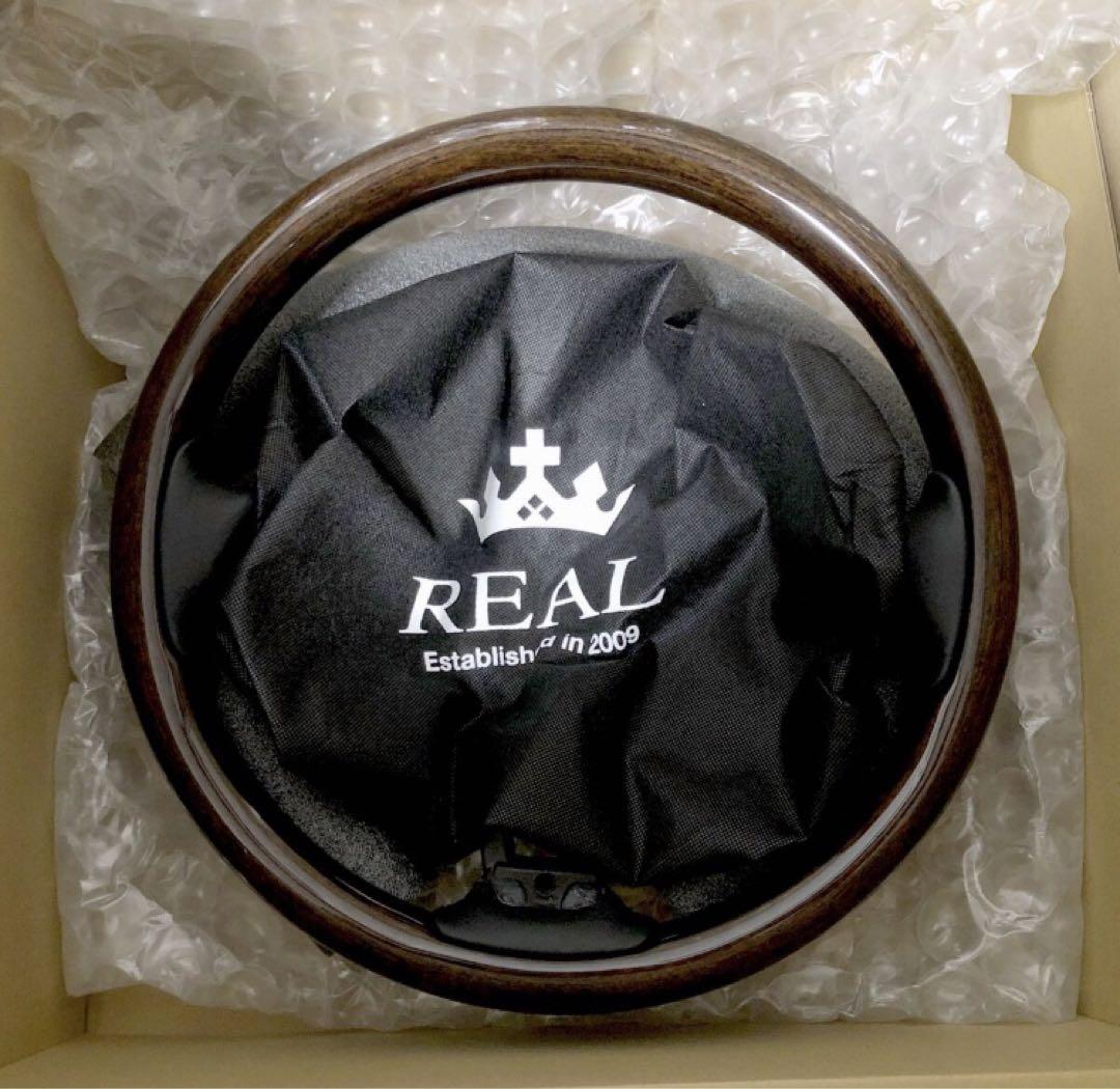 『新品』おまけシフトノブ付！ REAL ダークブラウンウッド ステアリング