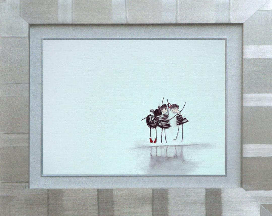 メルカリ 絵画 絵 額付 (銀)油絵F4-081514 可愛い子供たち 影遊び